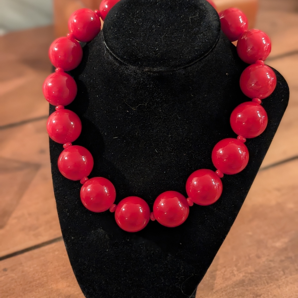 Bold Red Beaded Necklace
